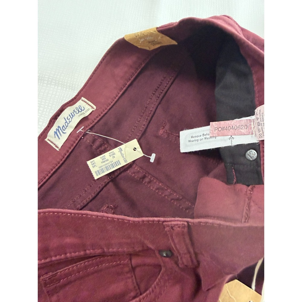 NWT Madewell Skinny Skinny Jeans Womens 28 Maroon Red Mid Rise Stretch 5-Pockets - Picture 7 of 12